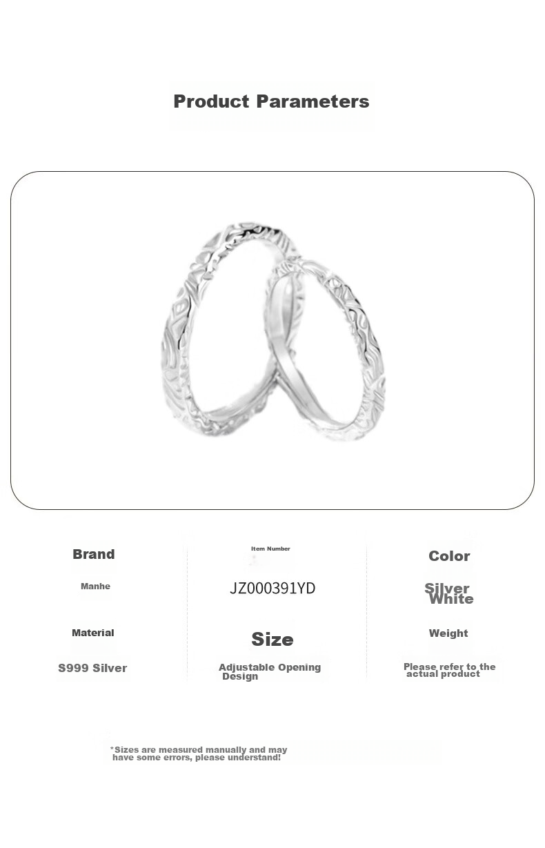 MANHE S999 Sterling Silver Couple Rings, One Pair Engagement Diamond Rings for Women And Men, Tail Ring, Valentine's Day Gift for Girlfriend 7