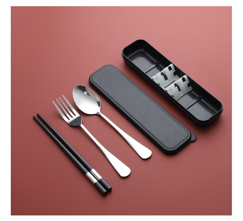 Shihua Stainless Steel Spoon Fork And Alloy Chopsticks Set, Adult Student Travel Portable Cutlery Box Four-Piece Set 11