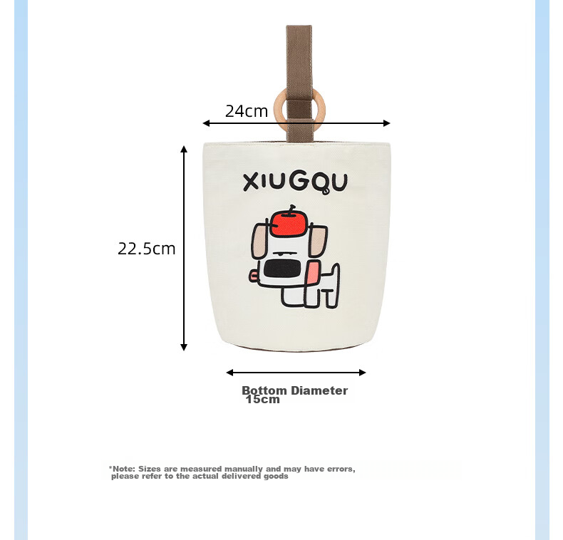 Siwangongli Canvas Bag, Wooden Handle Bucket Bag, College Student Handbag, Casual Niche Gift, Leisure Bag, Commuter Bag 8