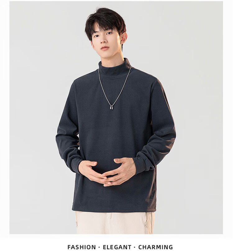 Mianzhi Men's Winter Warm Thicker Base Layer Half Turtleneck Long Sleeve T-Shirt Gray 2XL 5