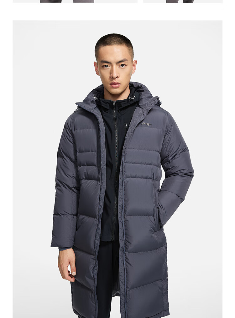 【李宁ayms369】李宁男装羽绒服2022秋冬训练系列男子鸭绒长羽绒服