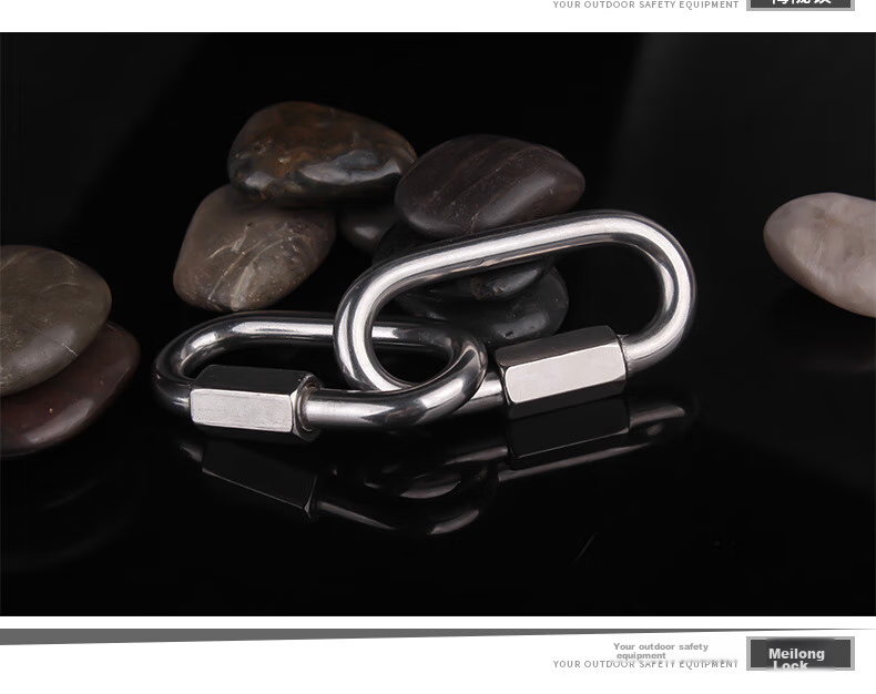 Locroyon 988 Stainless Steel Quick Link Carabiner Nut Lock Climbing Chain Connector Descender Rock Climbing Main Lock 12