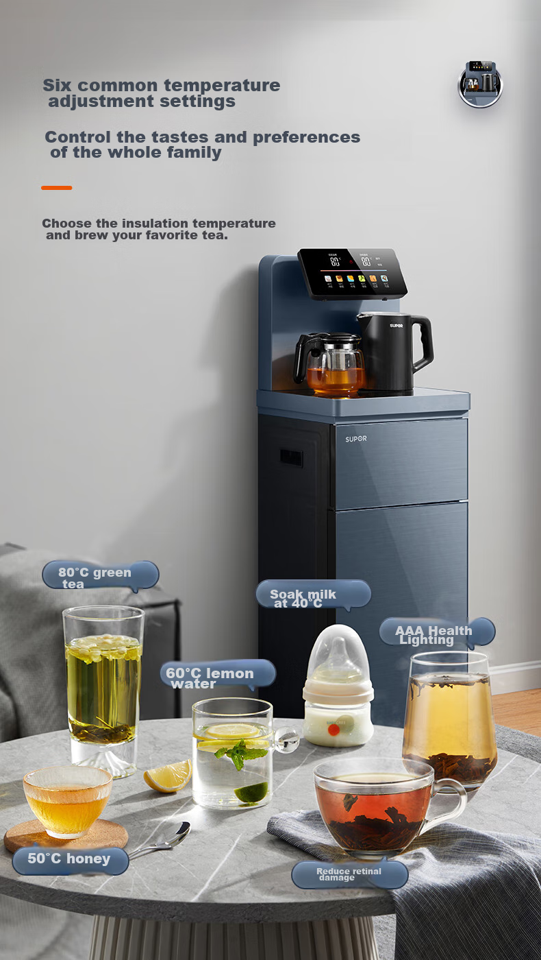 SUPOR Tea Bar Machine, High-End Home Water Dispenser, Remote Control, Intelligent Bottom-Loading Water Tank, Fully Automatic, Self-Controlled Temperature, Anti-Dry Burning, Anti-Overflow, for Living Room And Office Use, CBJ12F 8