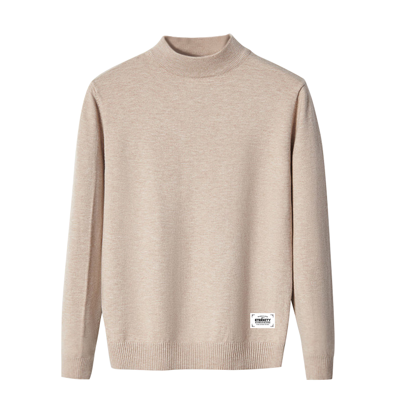 Warrior Sweater for Men, Autumn And Winter Semi-Turtleneck Knit Pullover, Warm Fleece-Lined Base Layer, Men's Thermal Underwear