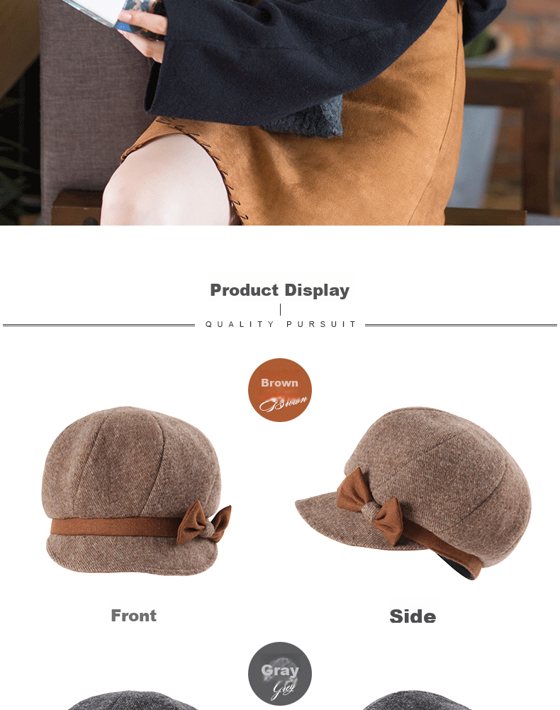 677888 Hat for Women, Spring Fashion Stylish Beret, Octagonal Hat, Retro Korean Style British Simple Versatile, Hat + Scarf 17