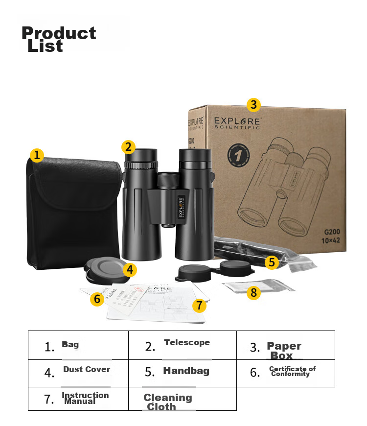 EXPLORE SCIENTIFIC Professional Binoculars 10x42 High Definition High Light Night Vision Outdoor Concert Birthday Gift 19