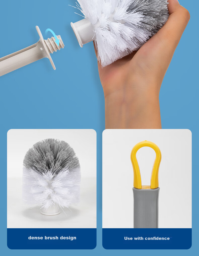 Bendi Extended Handle Toilet Brush Set, Bathroom Cleaning Brush, Toilet Cleaning Brush with No Dead Angles 12