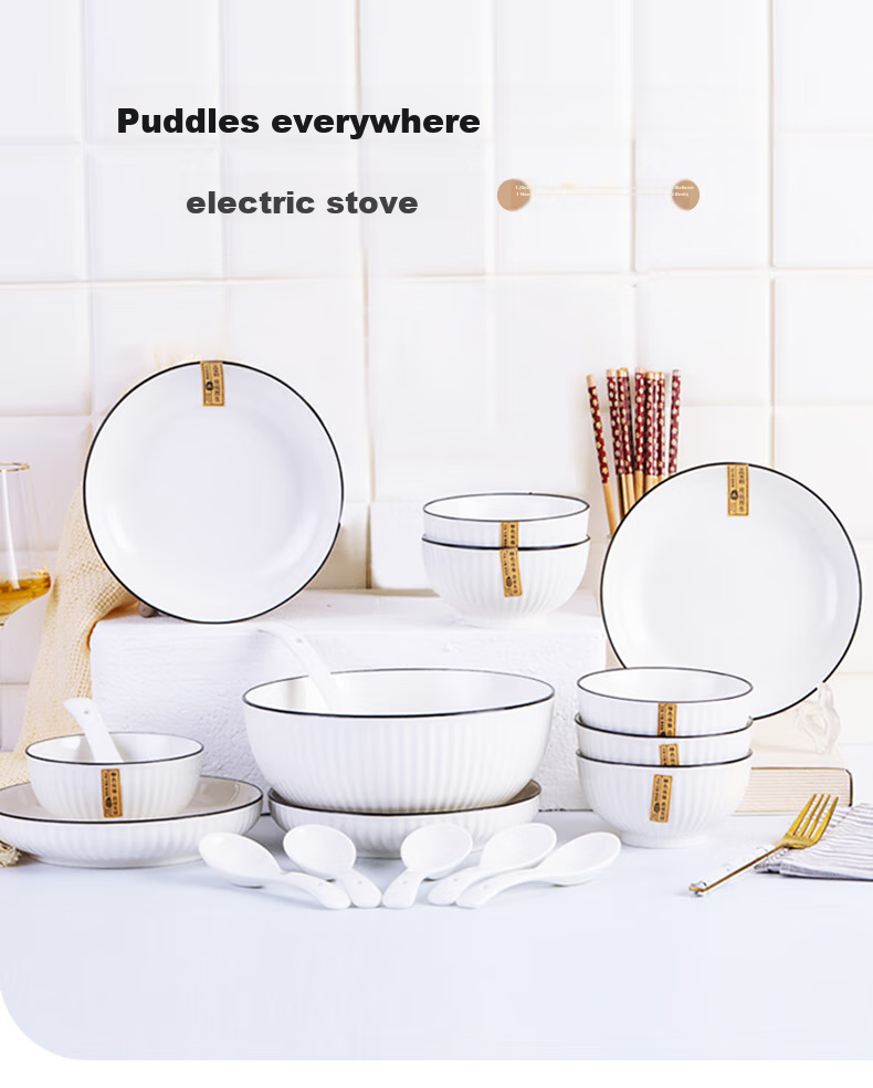 Haoya Jingdezhen Underglaze Color Simple Ceramic Bowl and Plate Dinnerware Set 28 Pieces Housewarming Gift Yan Yu Yao 1
