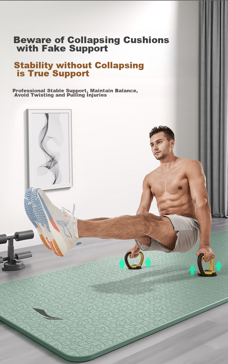 Li-Ning Yoga Mat TPE, Wide And Thick for Men And Women, Professional Non-Slip, for Jump Rope Exercises, Sports, Soundproof, Shock-Absorbing Floor Mat, Gree 6