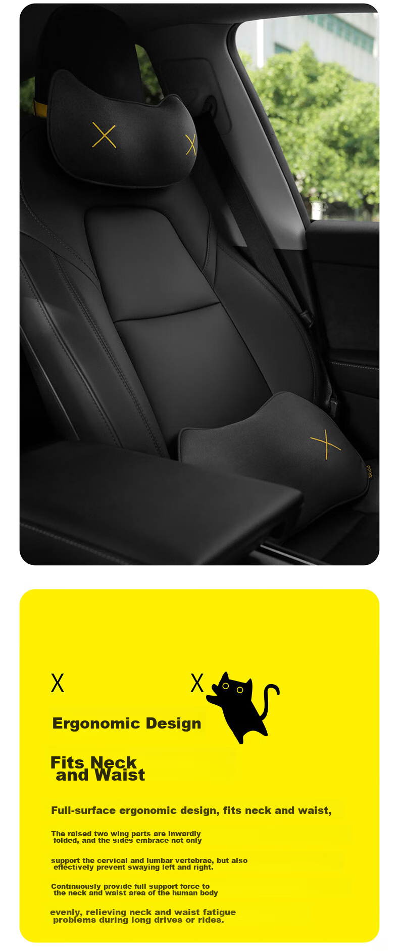 Bddd Car MIMI Headrest, Neck Support Pillow for Vehicle Interior, Breathable Memory Foam Car Accessory, Headrest in Light Gray 3