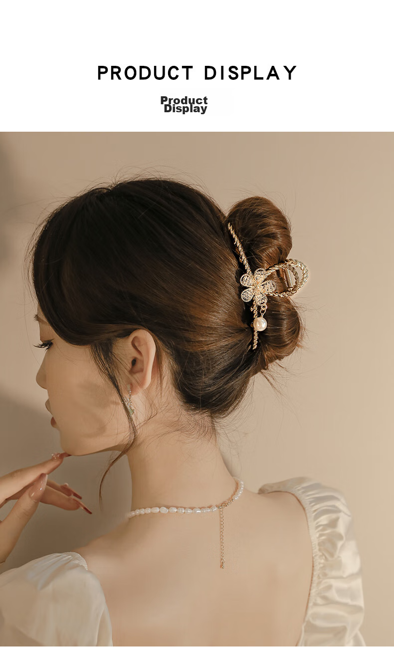 Xiangwan Hair Clip, Metal Flower Barrette, Chinese Style Hair Clip, High-End Shark Clip for Back of Head, Birthday Gift for Wome 3