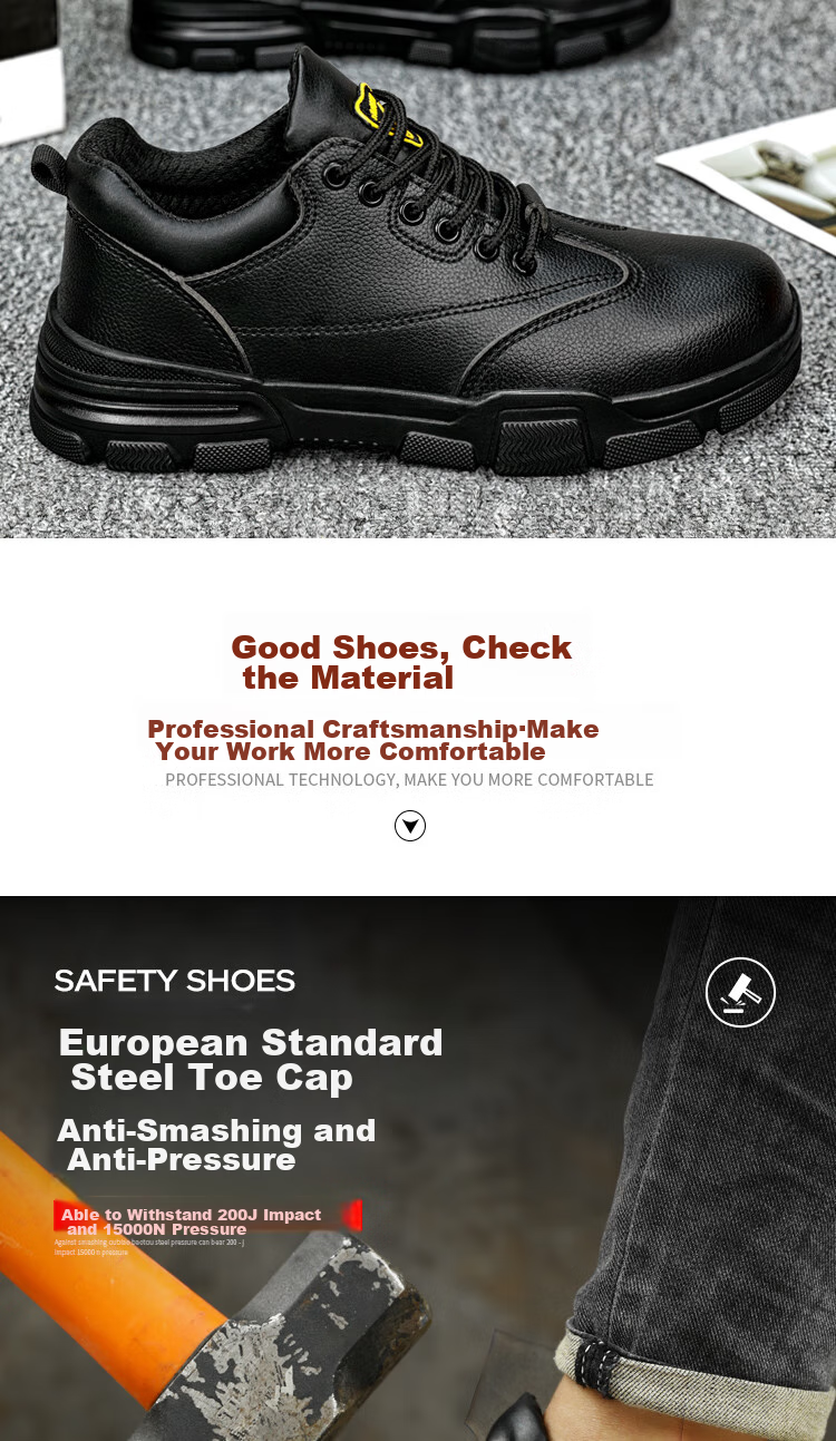 JUNBU Safety Shoes for Men, Summer Breathable Steel Toe Cap, Anti-Smashing And Puncture-Resistant, Lightweight Construction Site Work Boots 1020D Size 43 4