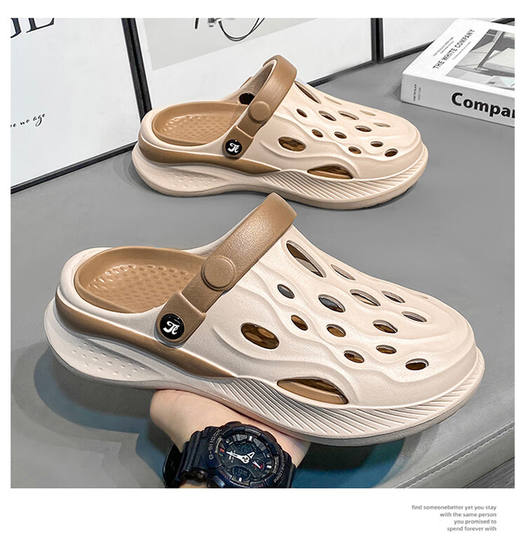 TonLion Sandals for Men And Women, Summer Couple Style, Hole Shoes, Men's Outdoor Breathable Beach Slippers, Beige Brown, Size 40/41 12