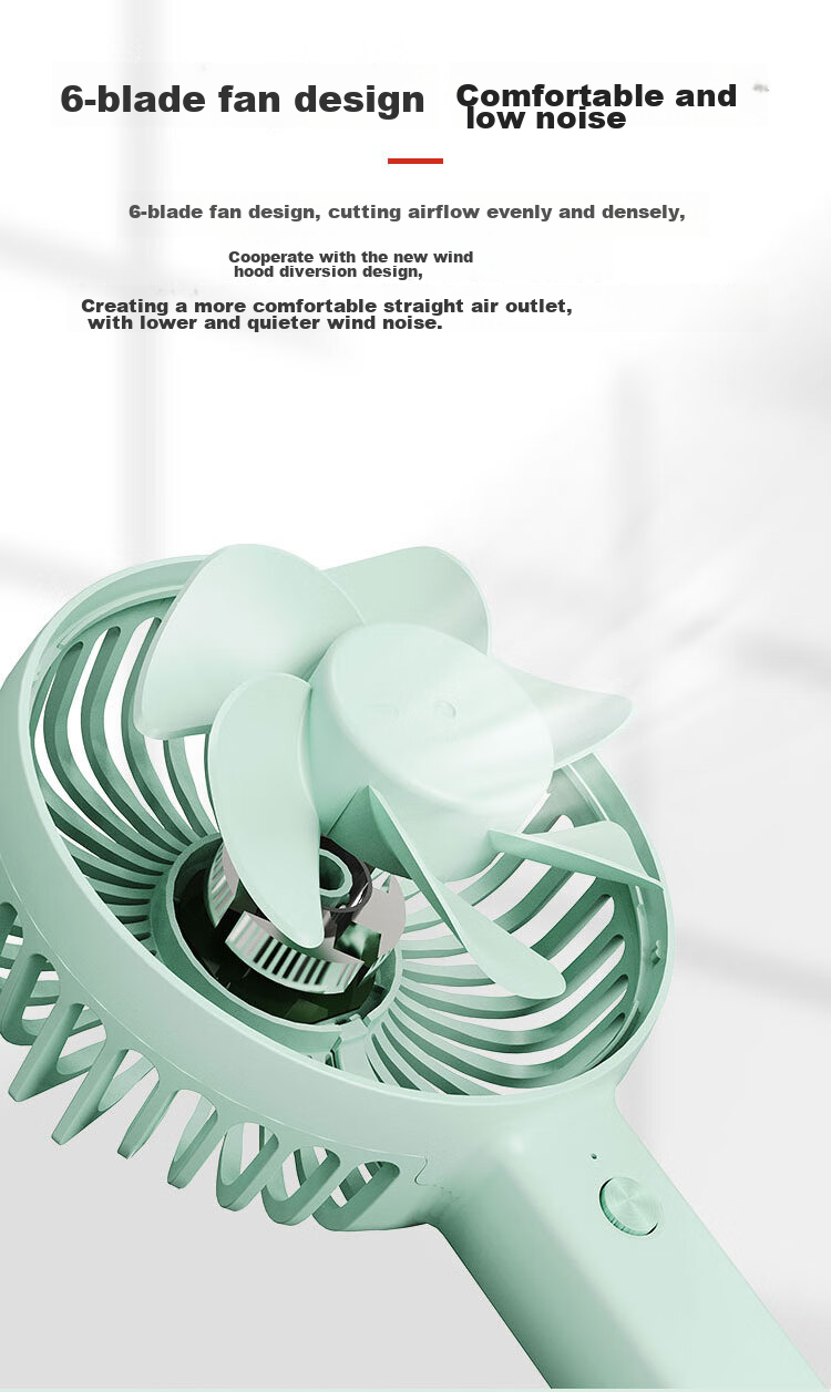 JD Original Handheld Desktop Dual-Use Portable Mini Fan, USB Rechargeable Quiet High-Power Electric Fan, Compact Personal Outdoor Camping Mini Desktop Fan, Mint Gree 6