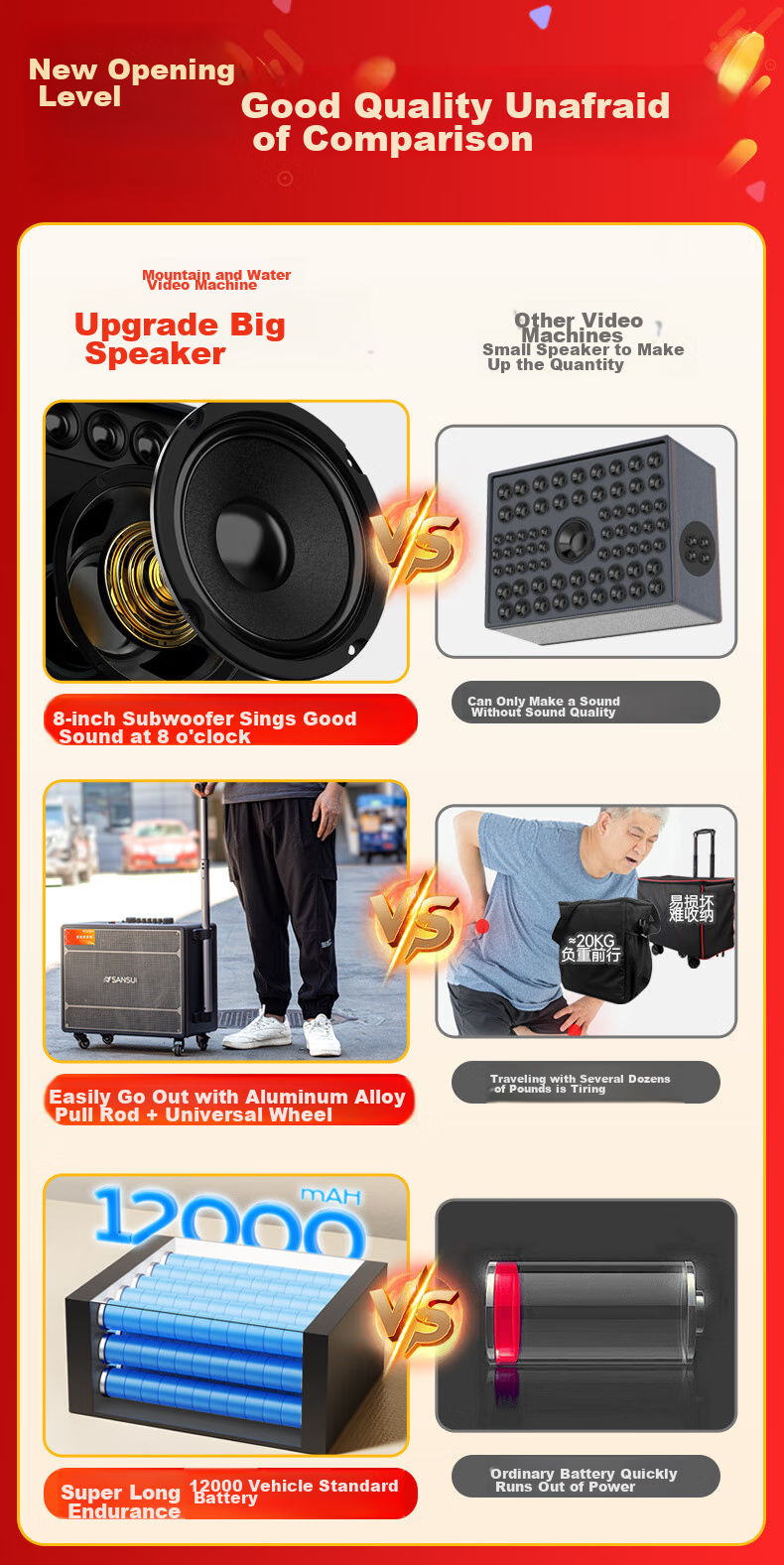 SANSUI 3-Year Karaoke Membership Home KTV Sound System Outdoor Portable Bluetooth Speaker with Display Home Karaoke Machine All-in-One Q129Pro 2
