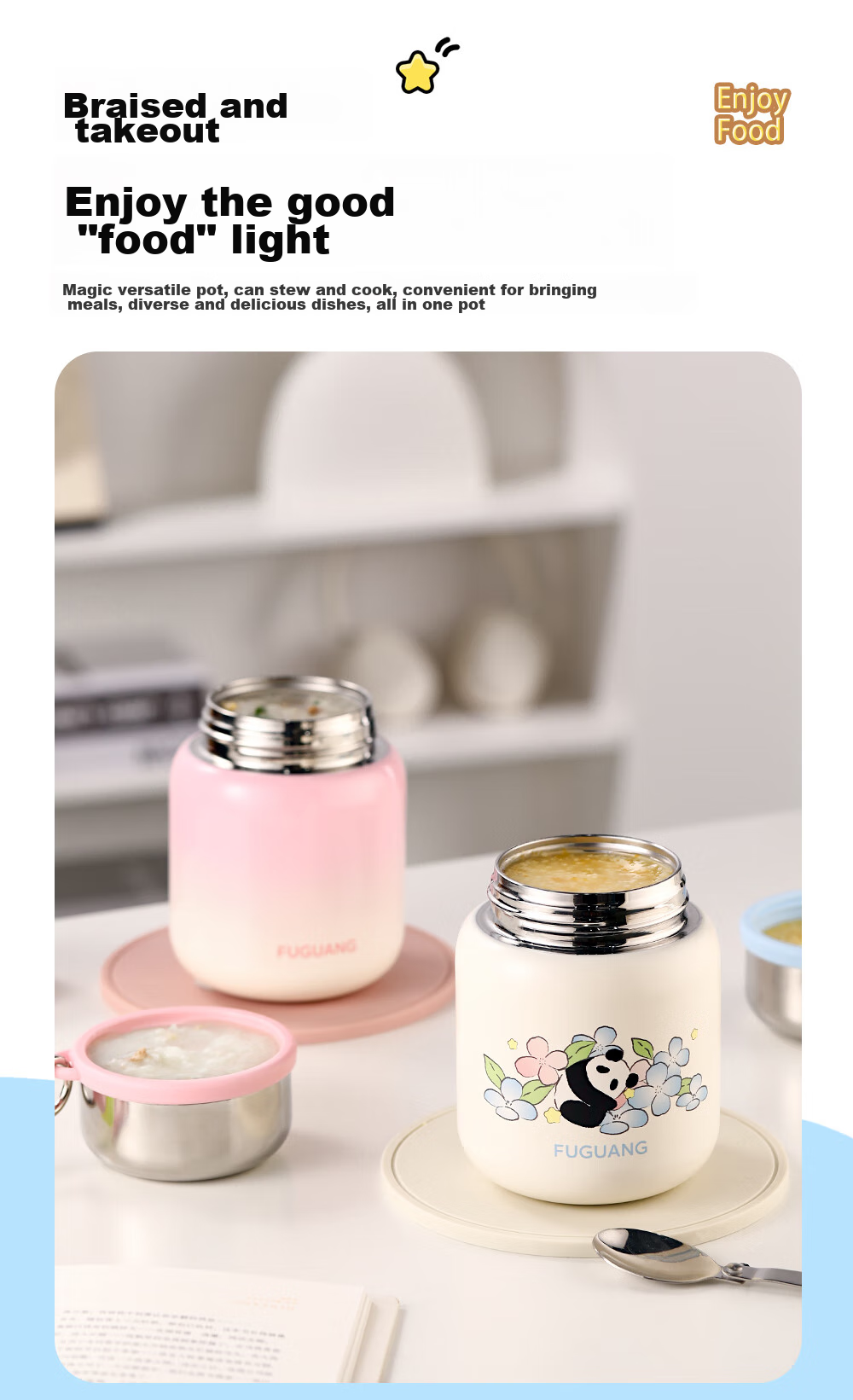 FGA Fuguang Insulated Food Jar, 316L Stainless Steel, Large Capacity, Thermal Soup Pot, Lunch Box for Office Workers And Students 3