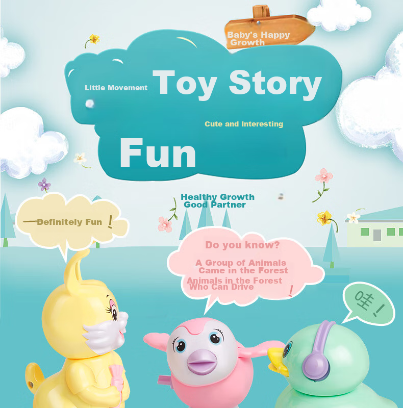 Huashimeng Children's Wind-Up Toy, Chain Reel, Chicken, Dinosaur, Jumping Frog, Rabbit, 80s And 90s Nostalgic Spring-Loaded Toy 1