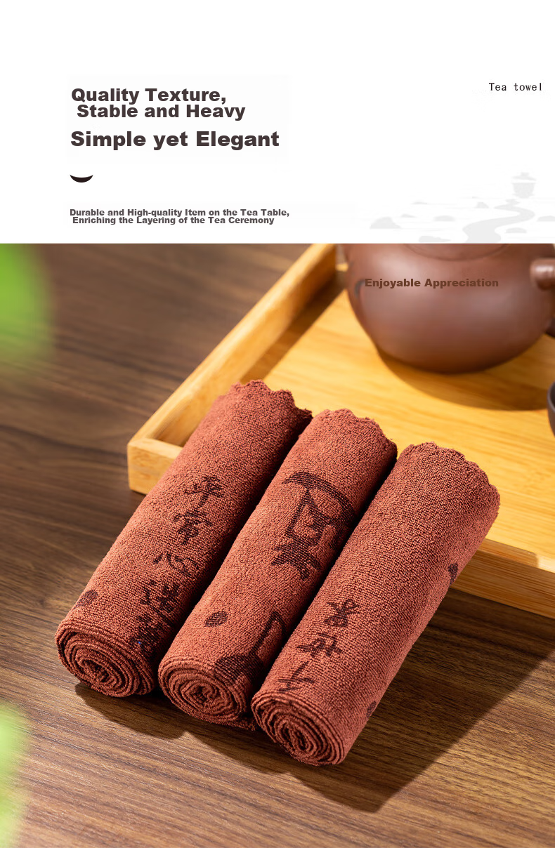 YIJUKE 4-Pack Thick Tea Towels, Kung Fu Tea Accessories, Table Cloths for Tea Table, Coasters, Tea Mat, And Absorbent Tablecloths 3
