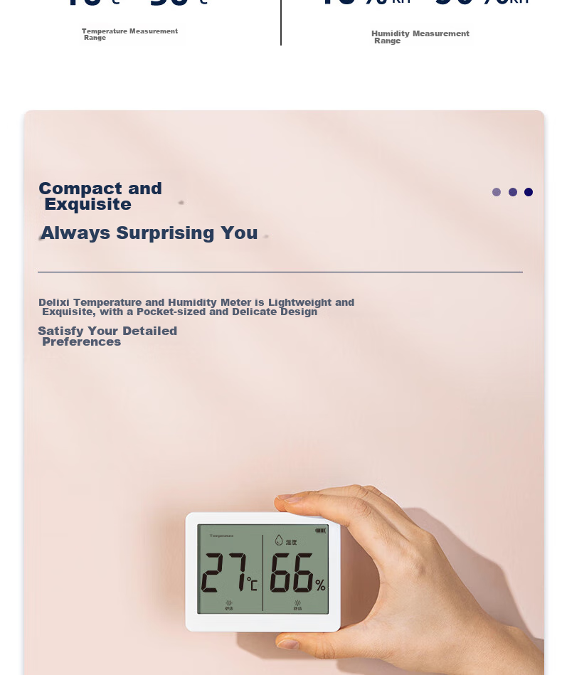 Deli Indoor Temperature And Humidity Meter LCD Electronic Thermometer And Hygrometer Gift for Elderly Children Birthday Present Baby Room Office Supplies White LE500-WH 5
