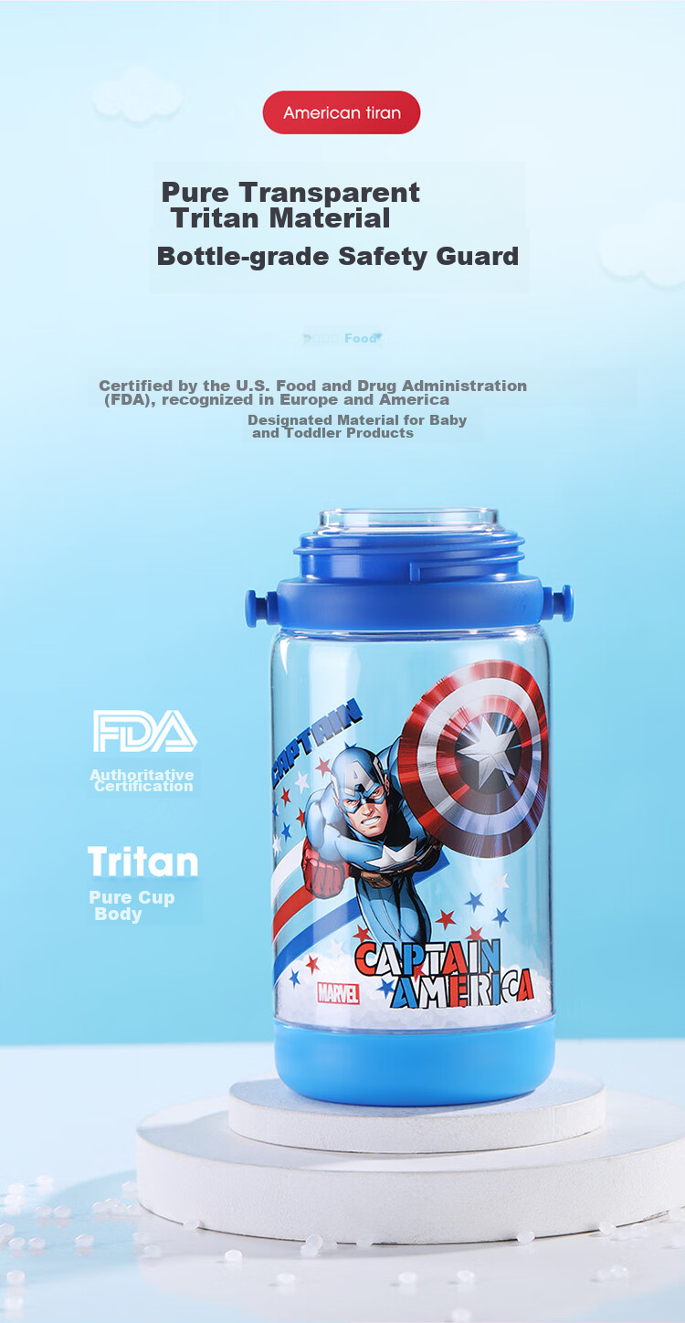 Disney Kids Water Bottle with Straw Large Capacity High Temperature Resistant Plastic Water Bottle Double Lid Drinking Cup for Boys and Girls Elementary Students 3