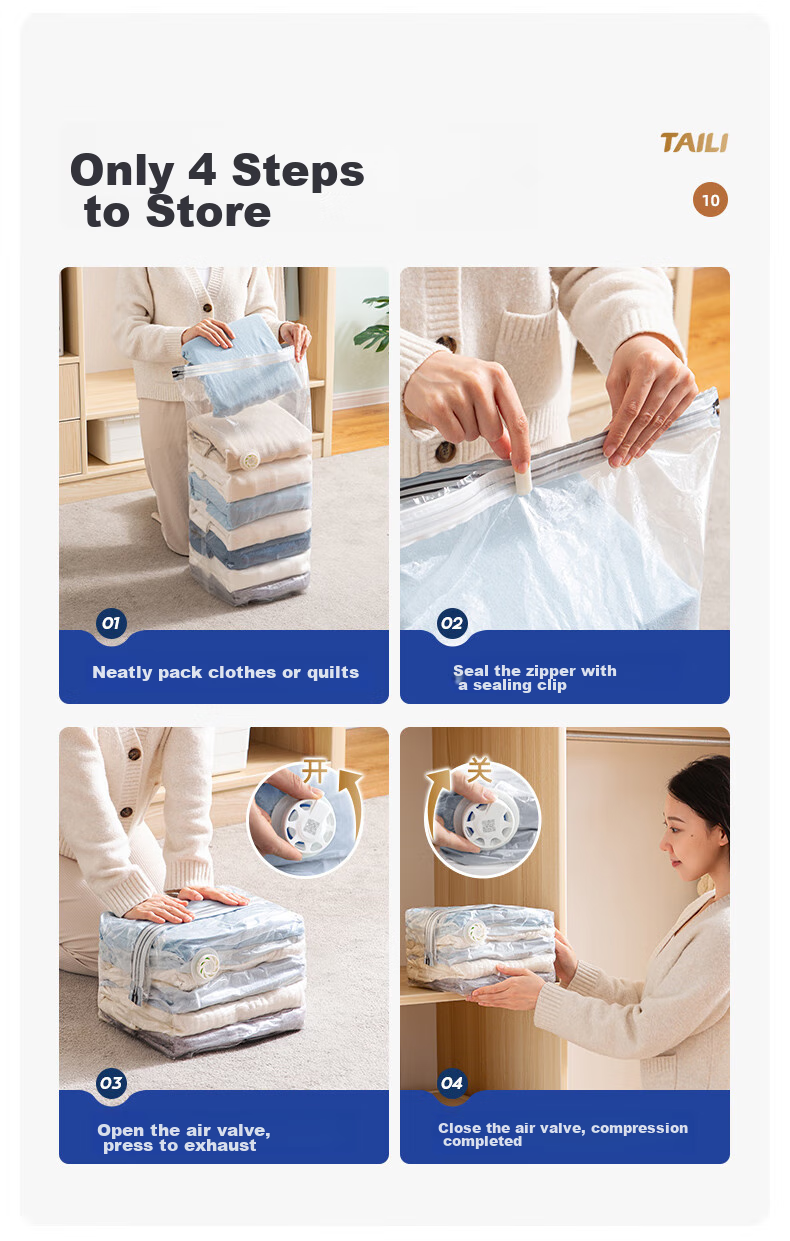 Taili Anti-Mite Vacuum Compression Storage Bags for Clothes And Quilts, Moving Packing And Sorting Bags, 4-Piece Set 15