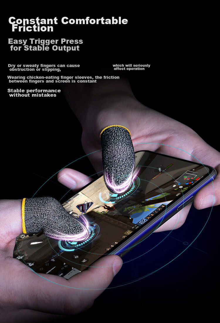 KOVOL Gaming Finger Sleeves, Sweat-Resistant, for Mobile Phones And Tablets, Professional E-Sports Gloves, Touchscreen Compatible, for Honor of Kings, PUBG, Delta Force, And Other Mobile Games 10
