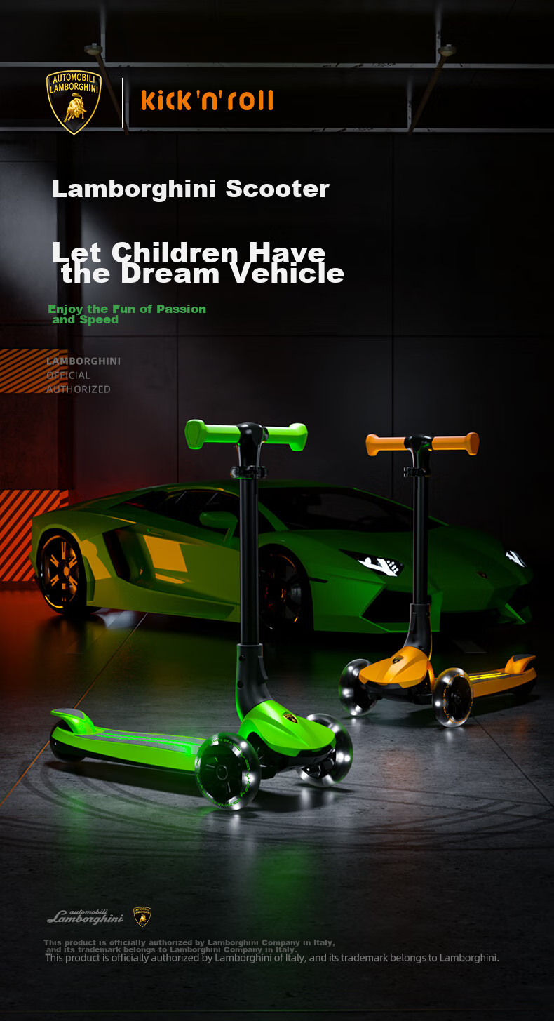 Kick'n'Roll Children's Scooter for Boys And Girls Aged 3-12, Birthday Gift with Flashing Wheels, Electromagnetic Light-Up Pedals, Sky Blue 1