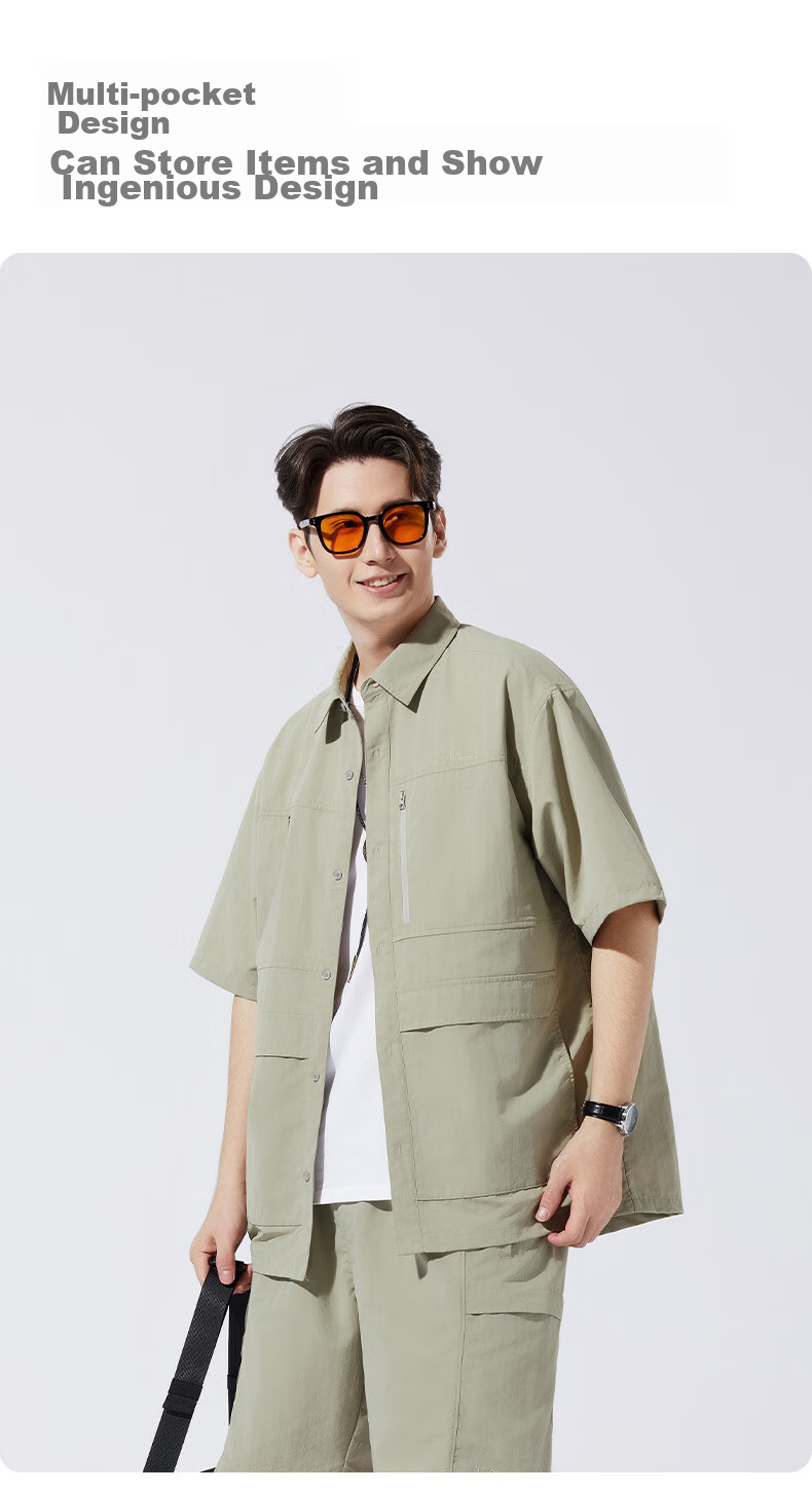 TECTOP Short-Sleeve Shirt, Outdoor Casual T-Shirt Top, Men's Lightweight Shirt, 2422267CS Men's Style, Olive Green, XL 13