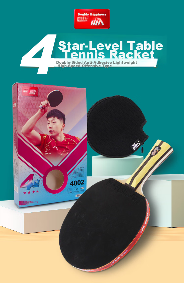 DHS Table Tennis Racket, Professional Grade, 9-Star Black Ebony Carbon Fiber Blade, Penhold Grip, Single Racket with 5+2 AC Structure H9002, Includes Ball 1
