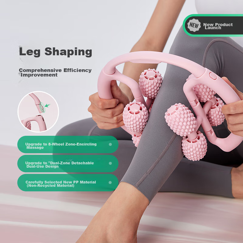 Keep 8 Detachable Circular Massage Roller for Thighs And Calf, Leg Slimming Device, Muscle Relaxation Foam Roller, Cherry Blossom Pink