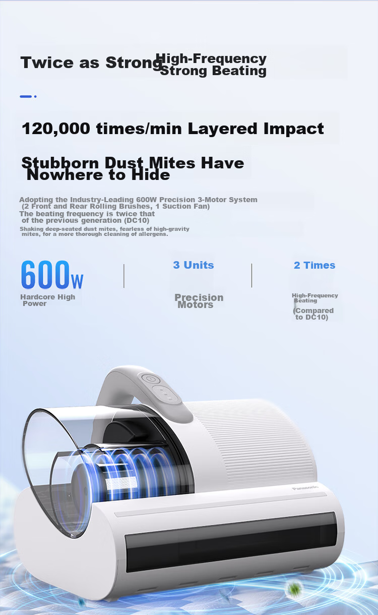 Panasonic [Cleaning Wonder] Ultrasonic Mite Remover, Bed Vacuum Cleaner for Home Use, High Suction Power, UV Sterilization, Hot Air Dehumidification, Dual Roller Brushes, Dual Beating Blades, Dual Cups MC-DC21P 5