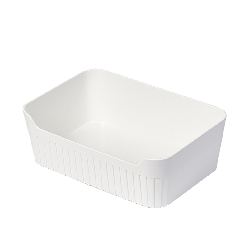 BDO Desktop Storage Box, Office Desk Organizer Basket, Home Bathroom Cosmetics And Face Mask Storage, Medium Size, White, 1 Piece