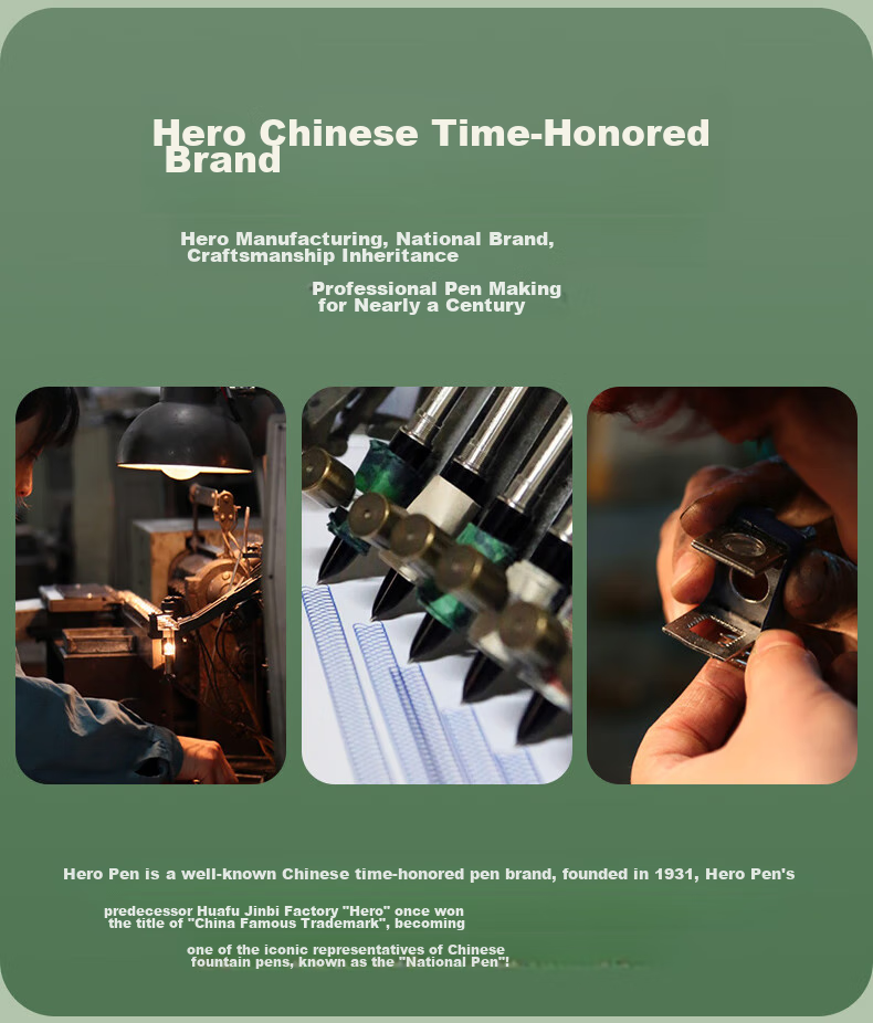 HERO P200 Fountain Pen, Ergonomic Design with Replaceable Ink Cartridge, Specially Designed for Third-Grade Elementary School Students' Handwriting Practice, Green Color 3