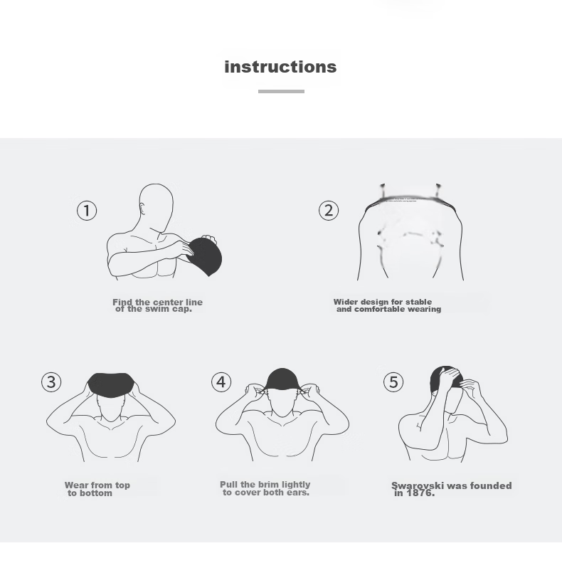 WATERTIME / Shuichuan Swimming Cap for Women, Waterproof Ear Protection, Silicone Chlorine-Resistant Professional Long Hair Large Size Non-Binding Printed Swim Cap 14