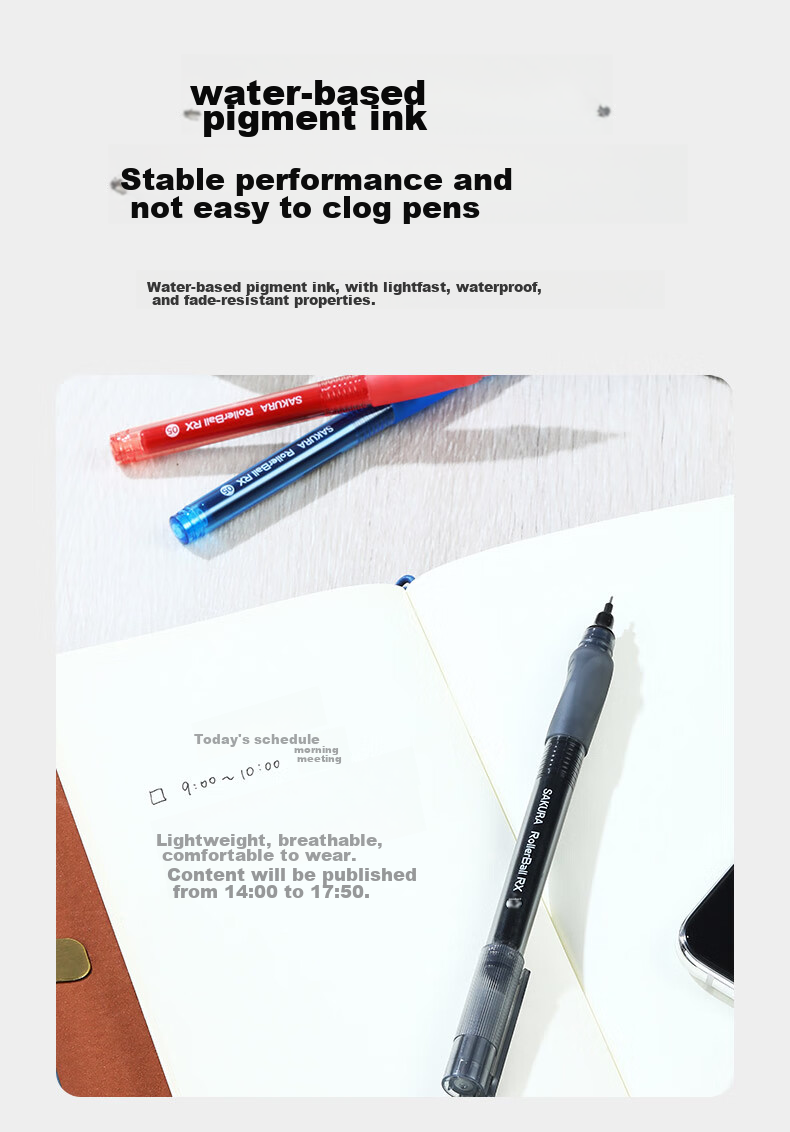 SAKURA Rollerball Pen, 0.5mm Needle Tip, Signature Pen for Students' Exams And Office Use, Direct Liquid Ink, Blue Color 6