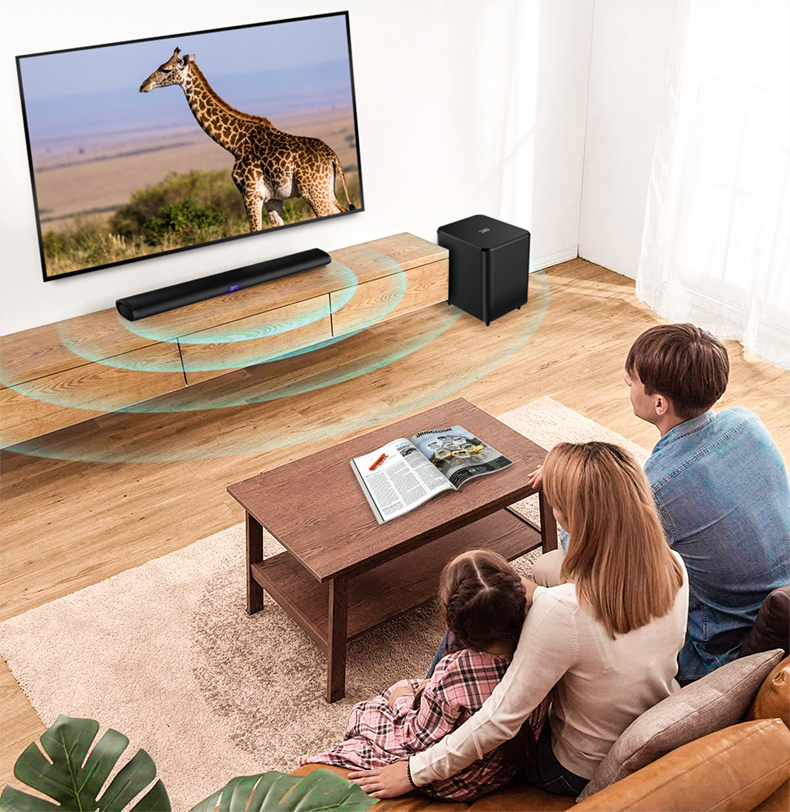 GIEC T130proA TV Soundbar, Speaker, Home Theater Audio System, Living Room TV Soundbar with 3D Surround Sound, Home Speaker, Wireless Subwoofer 15