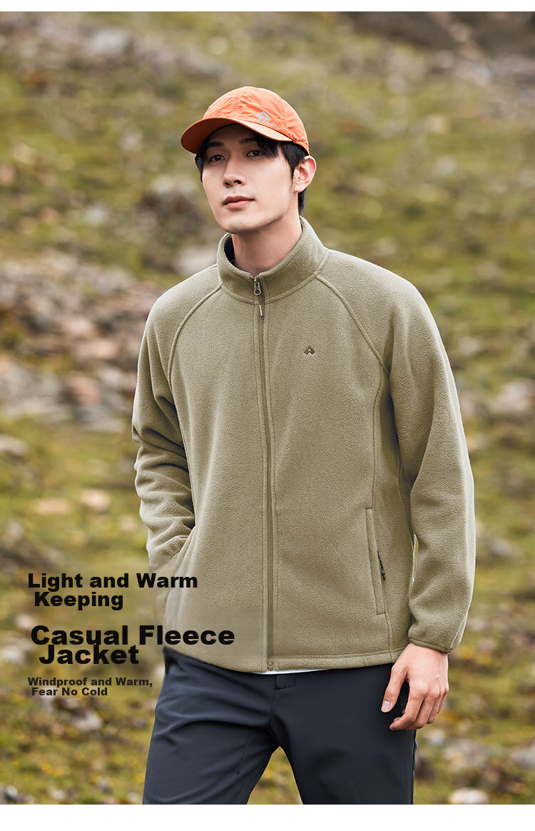 Pioneer Camp Fleece Jacket for Men, Autumn And Winter Sherpa Fleece Coat, Thickened Stand Collar Outdoor Sports Hiking Warm Outerwear 8