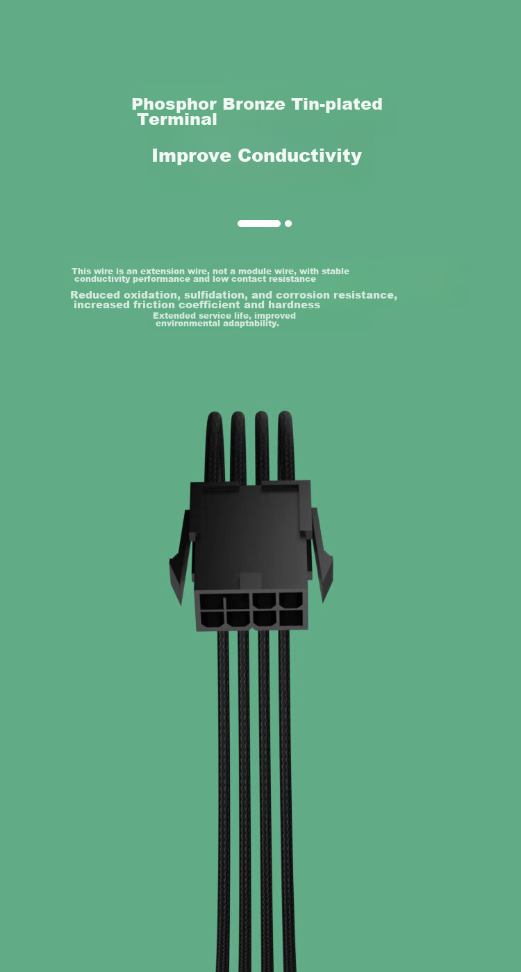 KELEPU Graphics Card Power Extension Cable, 8Pin to 6+2Pin Female to Male, Suitable for 8P/2*8P/3*8P/4*8P Graphics Cards, 300mm, Black 5