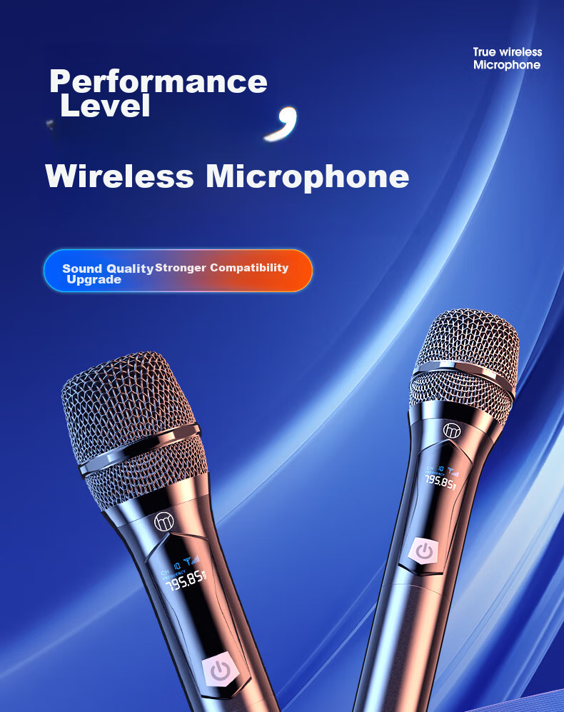 Haomuren Wireless Microphone Rechargeable Universal Mic for Home KTV, Professional Singing, Stage Hosting, Speeches, Karaoke, Meetings, Outdoor Use with Speaker, Amplifier, FM Receiver, Universal 2