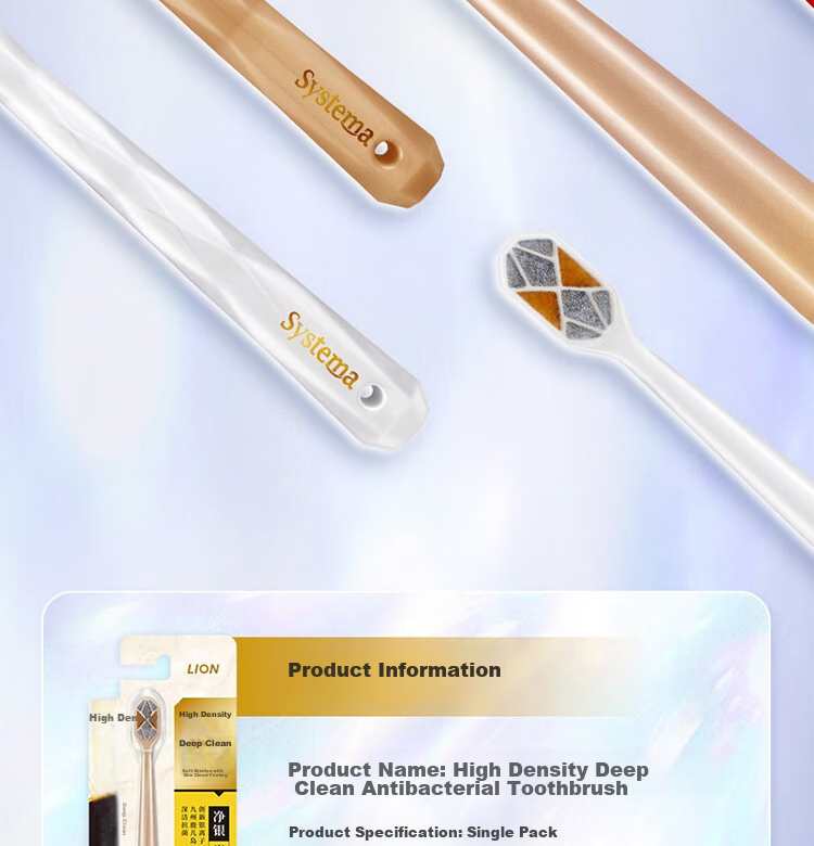 Lion Fine Bristle Cleaning Toothbrush, Small Head, 2-Pack, Soft Bristles, Elastic Handle, Random Color 25