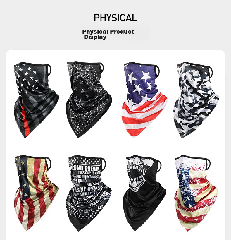 BIKEBROS Magic Headband, Ice Silk Sun Protection Face Mask, Outdoor Cycling Fishing Hiking Ear-Hanging Cold Breath Quick-Drying Triangular Scarf 9