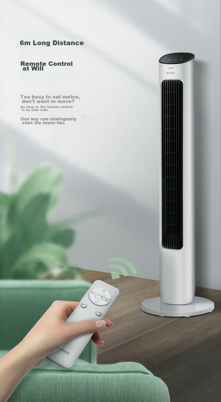 GREE [Soft And Gentle] Smart Timer Scheduling On/Off Tower Fan, Electric Fan, Remote Gentle Wind Bladeless Fan, Oscillating Floor Fan, Baby Fan, Remote Control Tower Fan FL-08X61Bg 6