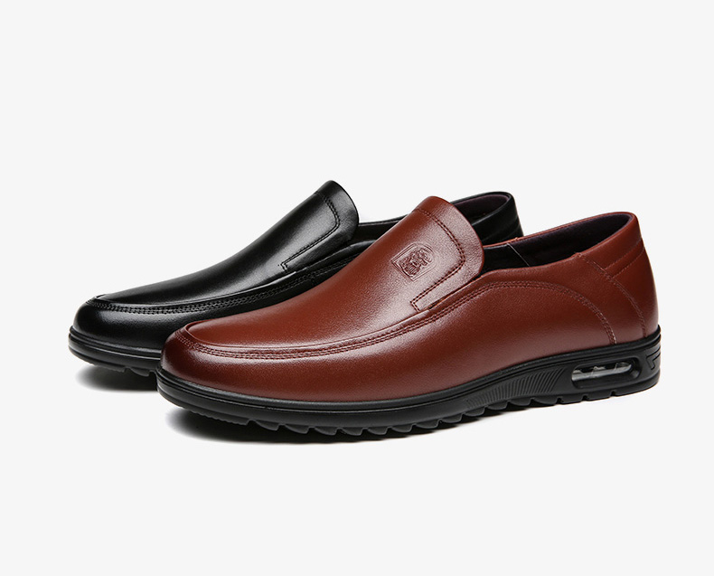 LAORENTOU Leather Shoes for Men, Top-Grain Cowhide Business Casual Shoes, Comfortable Breathable Slip-On Men's Shoes 510904419 Black Size 40 5