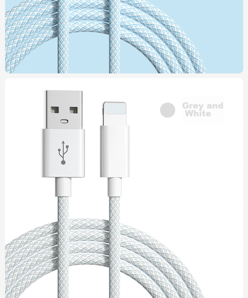 Nengshi Apple Charging Cable, 2.4A Fast Charging Data Cable, Suitable for IPhone 14/13 Pro Max/12/11/X/XR/8/7 Phones And IPad Tablets, Car-Mounted Braided Cable, 1.5 Meters, White 20