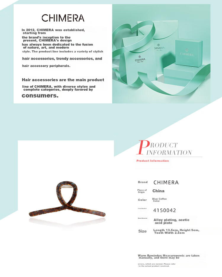 CHIMERA Simple Acetate Board Shark Clip High-End Hairpin Hair Claw Clip for Back of Head, Bun Maker, Women's Mid-Autumn Festival Gift 2