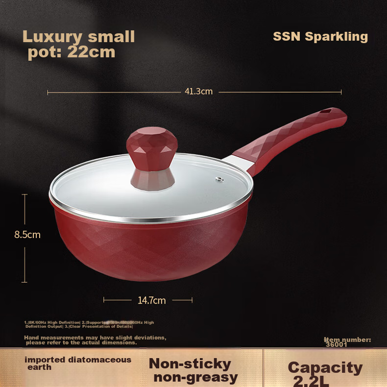 SSN Small Wok, Maifanshi Color Non-Stick Pan, Stir-Fry Pan, 22cm, Gas Stove, Single Serving Frying Pan, Induction Cooker for 1-2 People 5
