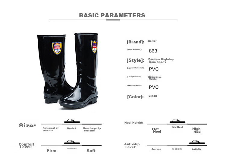 Huili Women's Rain Boots, Waterproof Shoes for Rainy Days, Fashionable Tall Outdoor Non-Slip Rubber Overshoes HXL863 Black Size 39 2