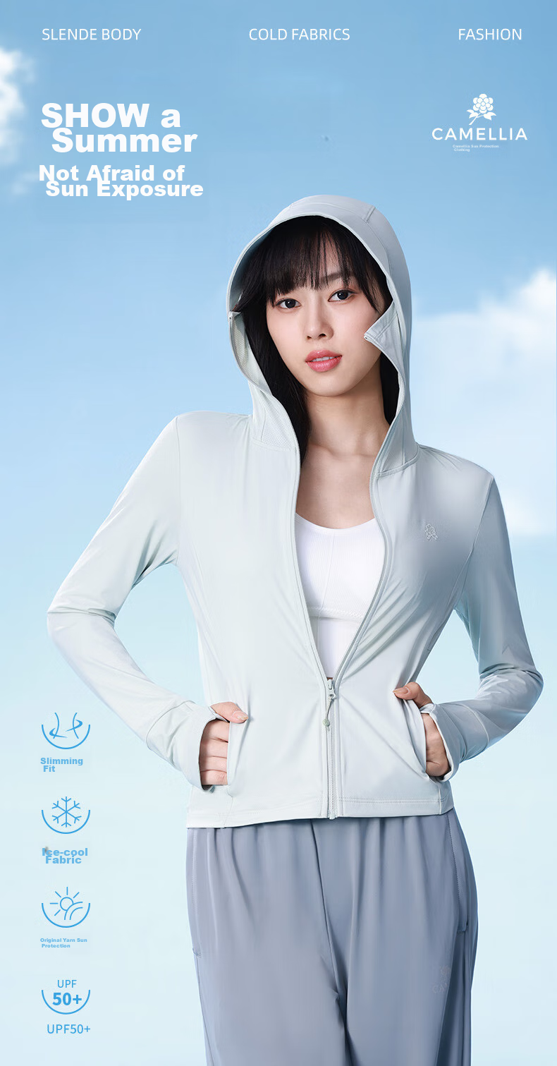 CAMEL Yoga Wear Ice-Cool Sun Protection Jacket, Moisture-Wicking Quick-Dry Lightweight Breathable All-In Sun Protection Clothing 1191 Sea Foam Green S 1