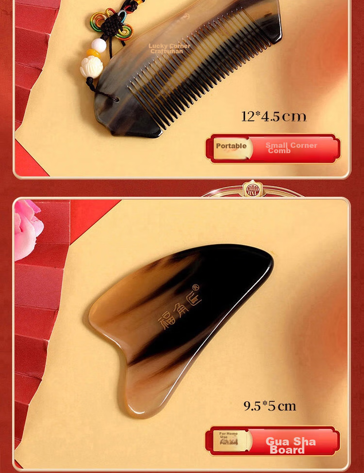 Fujiaojiang Ox Horn Comb for Women, Hair Straightening Gua Sha Massage Tool, Birthday Valentine's Day Wedding Gift, Mid-Autumn Festival Present for Girlfriend Wife Mother Elders, Practical High-End Thoughtful Gift 7