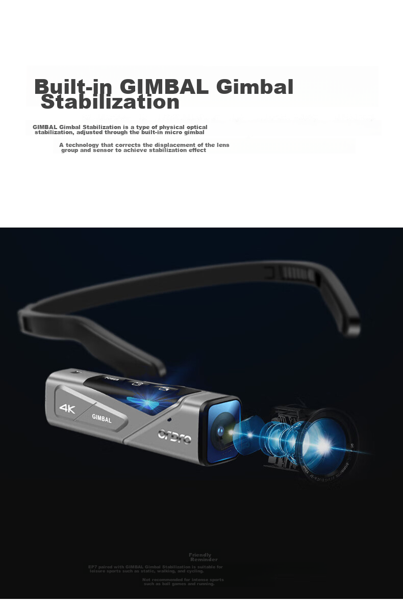 ORDRO EP7 Head-Mounted 4K Camera Action Camera HD Home Recorder Gimbal Stabilized Portable Recorder for TikTok Vlog Short Videos Cycling Live Streaming 9